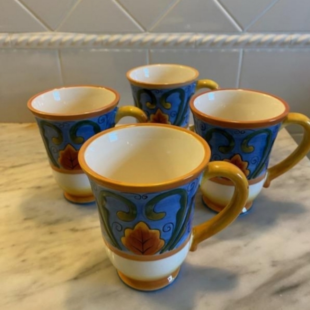 Fall Leaf Fitz and Floyd Ricamo Amaretti Mugs